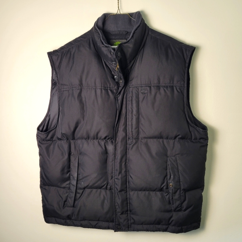Timberland Black 75% Down 30% Feathers Full-Zip Puffer Vest Media Pocket Size XL